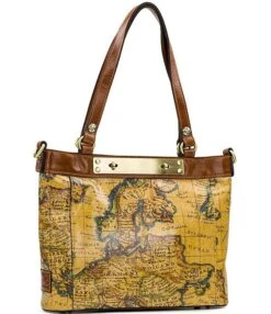 Patricia Nash Arden Leather European Map Print Tote Bag