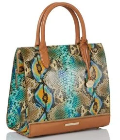 BRAHMIN Chevelle Collection Caroline Mineral Blue Satchel Bag