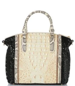 BRAHMIN Rockville Collection Duxbury Ivory Iguana Satchel Bag