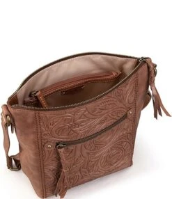 The Sak Ashland Floral Embossed Leather Zip Top Crossbody Bag