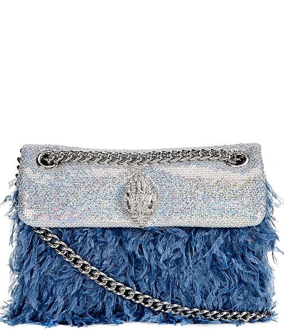 Kurt Geiger London Mini Kensington Silver Blue Sequin Feather Crossbody Bag 2 Kurt Geiger London Mini Kensington Silver Blue Sequin Feather Crossbody Bag - Afbeelding 2