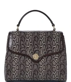 BRAHMIN Caswell Collection Rene Animal Print Leather Satchel Bag