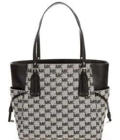 Michael Kors Voyager East West Signature Logo Black Tote Bag