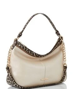 BRAHMIN Garces Collection Heather Leather Ivory Iguana Shoulder Bag