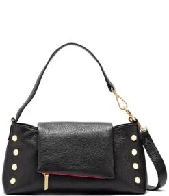 Hammitt VIP Satchel Gold Tone Studded Leather Shoulder Bag