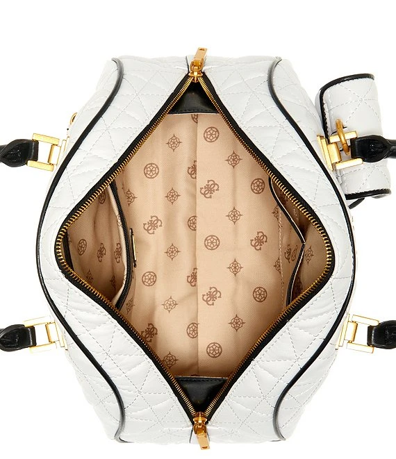 Guess Mildred Bowler Quilted Contrast Trimmed Satchel Handbag 1 Guess Mildred Bowler Quilted Contrast Trimmed Satchel Handbag