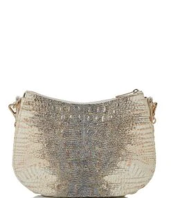 BRAHMIN Ombre Melbourne Collection Shayna Ivory Iguana Chain Crossbody Bag