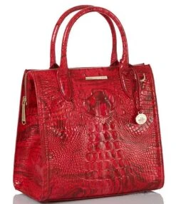 BRAHMIN Melbourne Collection Caroline Red Flare Satchel Bag