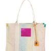 Kurt Geiger London Medium Pink Metallic Logo Rainbow Geometric Pattern Southbank Tote Bag