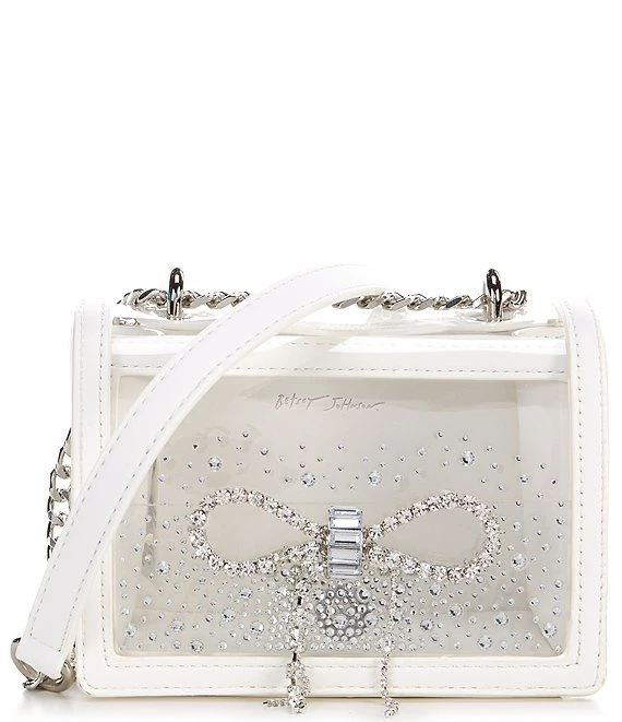 Betsey Johnson Clear Convertible Rhinestone Bow Shoulder Bag 4 Betsey Johnson Clear Convertible Rhinestone Bow Shoulder Bag - Afbeelding 4