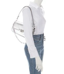 Michael Kors Parker Medium Metallic Convertible Chain Strap Pouchette Shoulder Bag