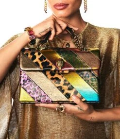 Kurt Geiger London Multi Leopard Leather Kensington Shoulder Bag
