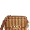 Michael Kors Park Medium Chain Swag Striped Straw Camera Crossbody Bag