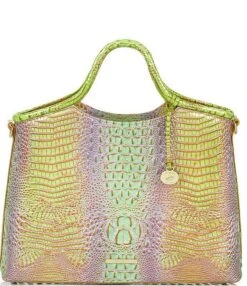 BRAHMIN Ombre Mini Melbourne Collection Elaine Leather Verbena Satchel Bag