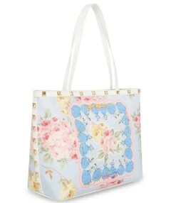 Betsey Johnson Floral Scarf Print Studded Tote Bag