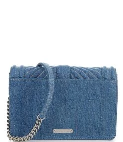REBECCA MINKOFF Denim Chevron Quilted Small Love Crossbody Bag