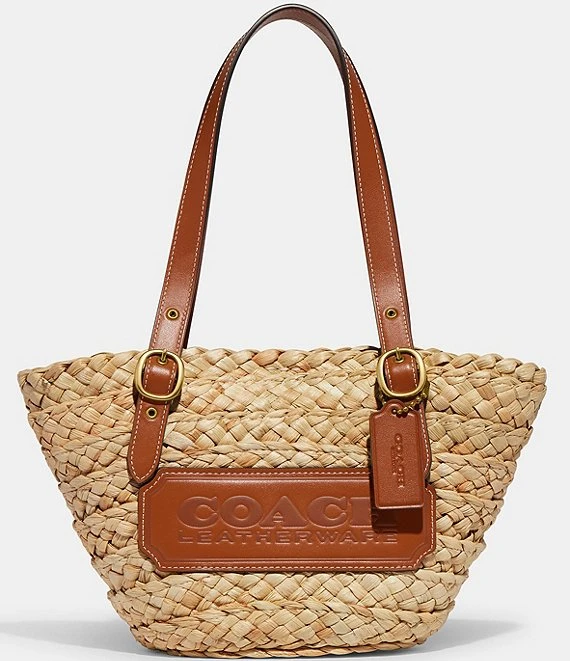 COACH Straw Structured Small 16 Mini Tote Bag 3 COACH Straw Structured Small 16 Mini Tote Bag - Afbeelding 3