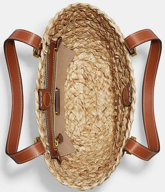 COACH Straw Structured Small 16 Mini Tote Bag 2 COACH Straw Structured Small 16 Mini Tote Bag - Afbeelding 2