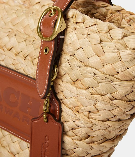 COACH Straw Structured Small 16 Mini Tote Bag 1 COACH Straw Structured Small 16 Mini Tote Bag