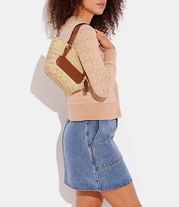 COACH Straw Structured Small 16 Mini Tote Bag 4 COACH Straw Structured Small 16 Mini Tote Bag - Afbeelding 4