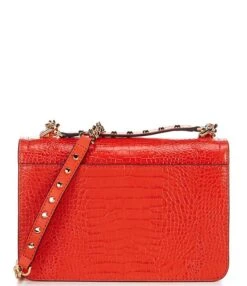 Michael Kors Heather Shiny Embossed Croc Leather Large Shoulder Bag