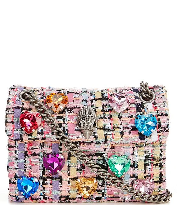 Kurt Geiger London Mini Kensington Tweed Love Heart Crystals Crossbody Bag 4 Kurt Geiger London Mini Kensington Tweed Love Heart Crystals Crossbody Bag - Afbeelding 4