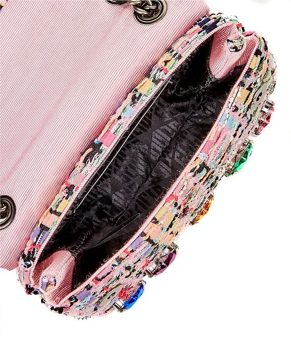 Kurt Geiger London Mini Kensington Tweed Love Heart Crystals Crossbody Bag 2 Kurt Geiger London Mini Kensington Tweed Love Heart Crystals Crossbody Bag - Afbeelding 2