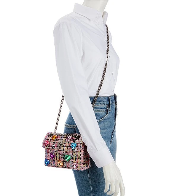 Kurt Geiger London Mini Kensington Tweed Love Heart Crystals Crossbody Bag 1 Kurt Geiger London Mini Kensington Tweed Love Heart Crystals Crossbody Bag