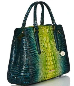 BRAHMIN Ombre Melbourne Collection Small Finley Zesty Green Leather Satchel Bag -Kurt Geiger Shop 00000000 zi 727e6407 3520 45d7 b3eb 3fe436ffd85f 03 ai