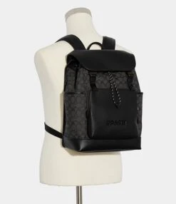 COACH Signature Logo Print Black League Flap Backpack -Kurt Geiger Shop 00000000 zi 79fe6f35 dc3f 4e88 86bc 628967f7f8c1 02 ai