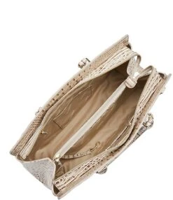 BRAHMIN Melbourne Collection Finley Oyster Grey Carryall Satchel Bag