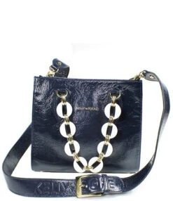Kelly-Tooke Gayle Chain Patent Navy Bison Pebble Grain Leather Satchel Bag -Kurt Geiger Shop 00000000 zi 82ef148f 0713 4da2 934b 566e878dfcf6