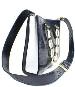 Kelly-Tooke Gayle Chain Patent Navy Bison Pebble Grain Leather Satchel Bag -Kurt Geiger Shop 00000000 zi 82ef148f 0713 4da2 934b 566e878dfcf6 02 ai