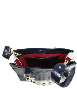 Kelly-Tooke Gayle Chain Patent Navy Bison Pebble Grain Leather Satchel Bag -Kurt Geiger Shop 00000000 zi 82ef148f 0713 4da2 934b 566e878dfcf6 03 ai