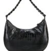 REBECCA MINKOFF Julian Croissant Black Croco Shoulder Bag
