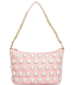 Betsey Johnson I Want Candy Pearl Heart Shoulder Bag