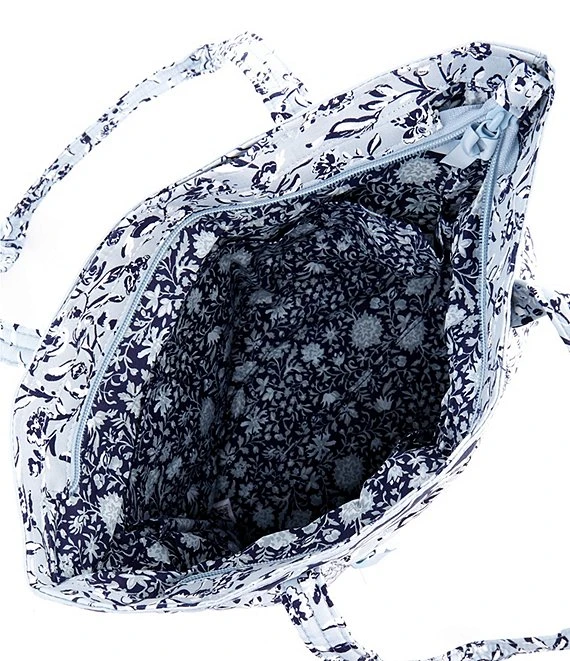 Vera Bradley Small Vera Perennials Gray Quilted Cotton Tote Bag 3 Vera Bradley Small Vera Perennials Gray Quilted Cotton Tote Bag - Afbeelding 3