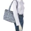 Vera Bradley Small Vera Perennials Gray Quilted Cotton Tote Bag