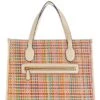 Guess Silvana Multicolor Woven Straw Two Compartment Tote Bag
