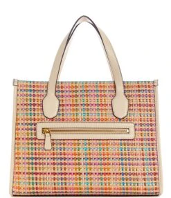 Guess Silvana Multicolor Woven Straw Two Compartment Tote Bag