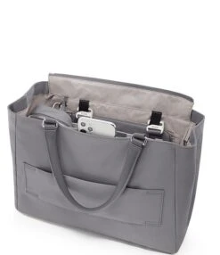 Tumi Voyageur Valetta Medium Silver Tone Travel Tote Bag