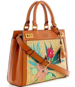 Guess Katey Luxury Straw Tropical Floral Leather Satchel Bag -Kurt Geiger Shop 00000000 zi 96d64682 5c2d 445b a208 aa163b148c0d 03 ai
