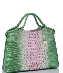 BRAHMIN Ombre Melbourne Collection Elaine Apple Blush Satchel Bag