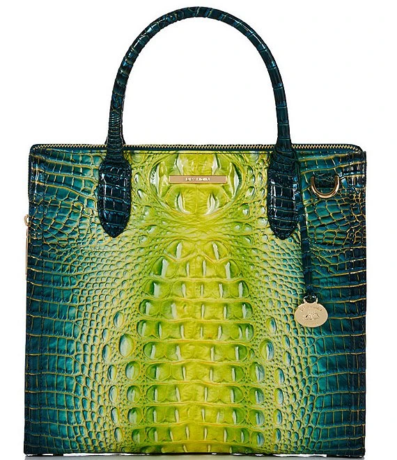 BRAHMIN Ombre Melbourne Collection Caroline Zesty Green Ombre Satchel Bag 2 BRAHMIN Ombre Melbourne Collection Caroline Zesty Green Ombre Satchel Bag - Afbeelding 2