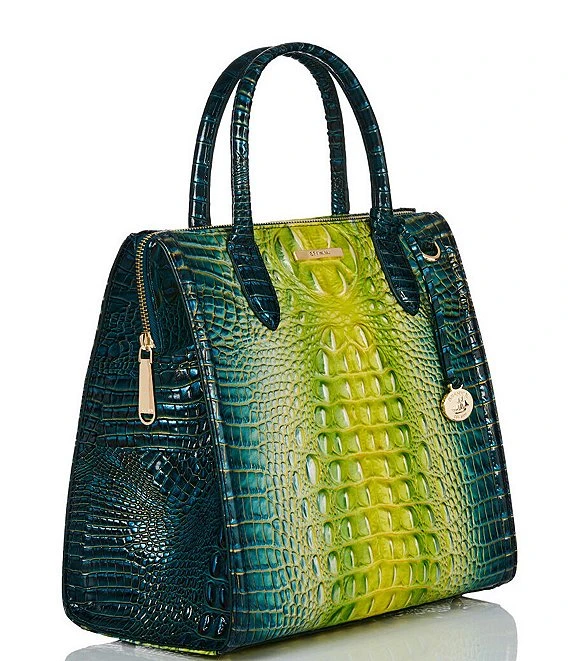 BRAHMIN Ombre Melbourne Collection Caroline Zesty Green Ombre Satchel Bag 3 BRAHMIN Ombre Melbourne Collection Caroline Zesty Green Ombre Satchel Bag - Afbeelding 3