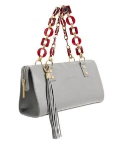 Kelly-Tooke Medium Grey Soho Berry & Gold Chain Satchel Bag