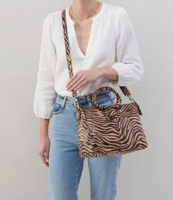 HOBO Sheila Medium Zebra Stripe Satchel Bag -Kurt Geiger Shop 00000000 zi adbd8439 db08 43d0 a683 9eb10b849720 03 ai