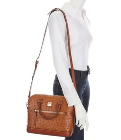 Dooney & Bourke Ostrich Collection Domed Zip Satchel Bag