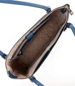 Michael Kors Voyager Large Leather East West Silver Tone Top Zip Tote