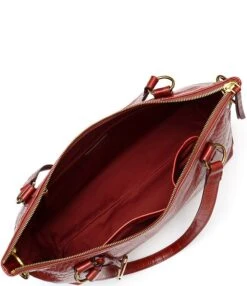 Margot Maria Croc-Embossed Leather Satchel Bag